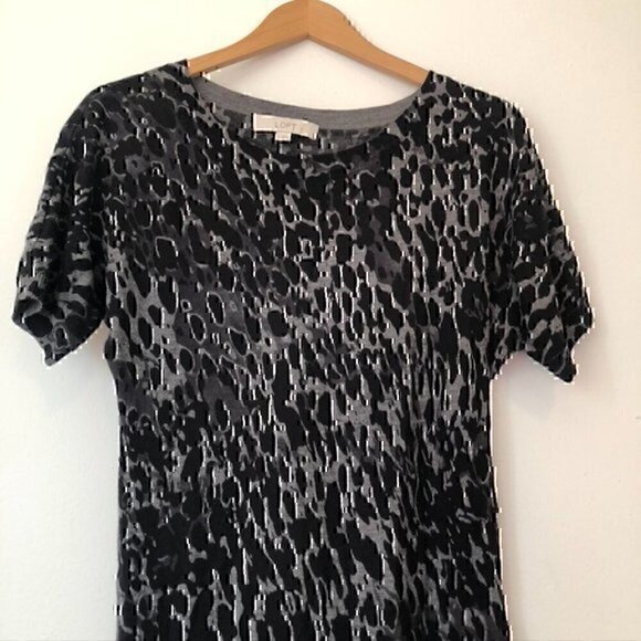 ANN TAYLOR LOFT Snakeskin Print Sweater Dress Gray Black Animal 100% WOOL Small - Picture 3 of 9